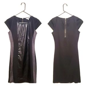 Faux leather panel dress